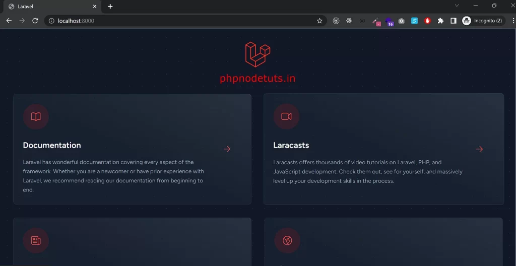 Welcome Page Laravel