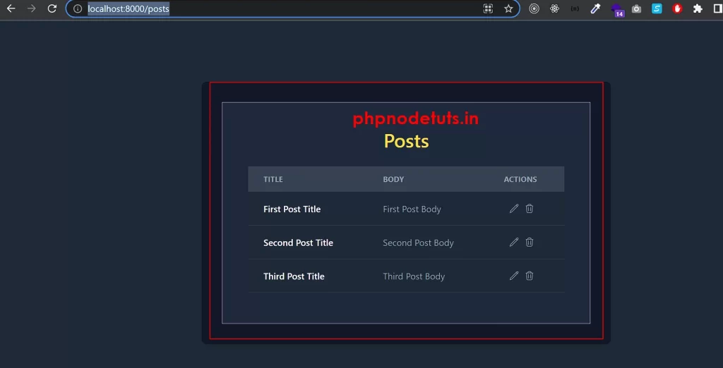 showing all posts  - Laravel 10 CRUD Tutorial phpnodetuts.in