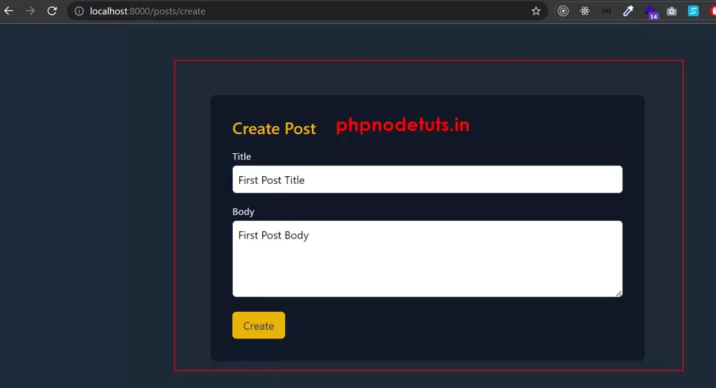 create post form with data  - Laravel 10 CRUD Tutorial phpnodetuts.in